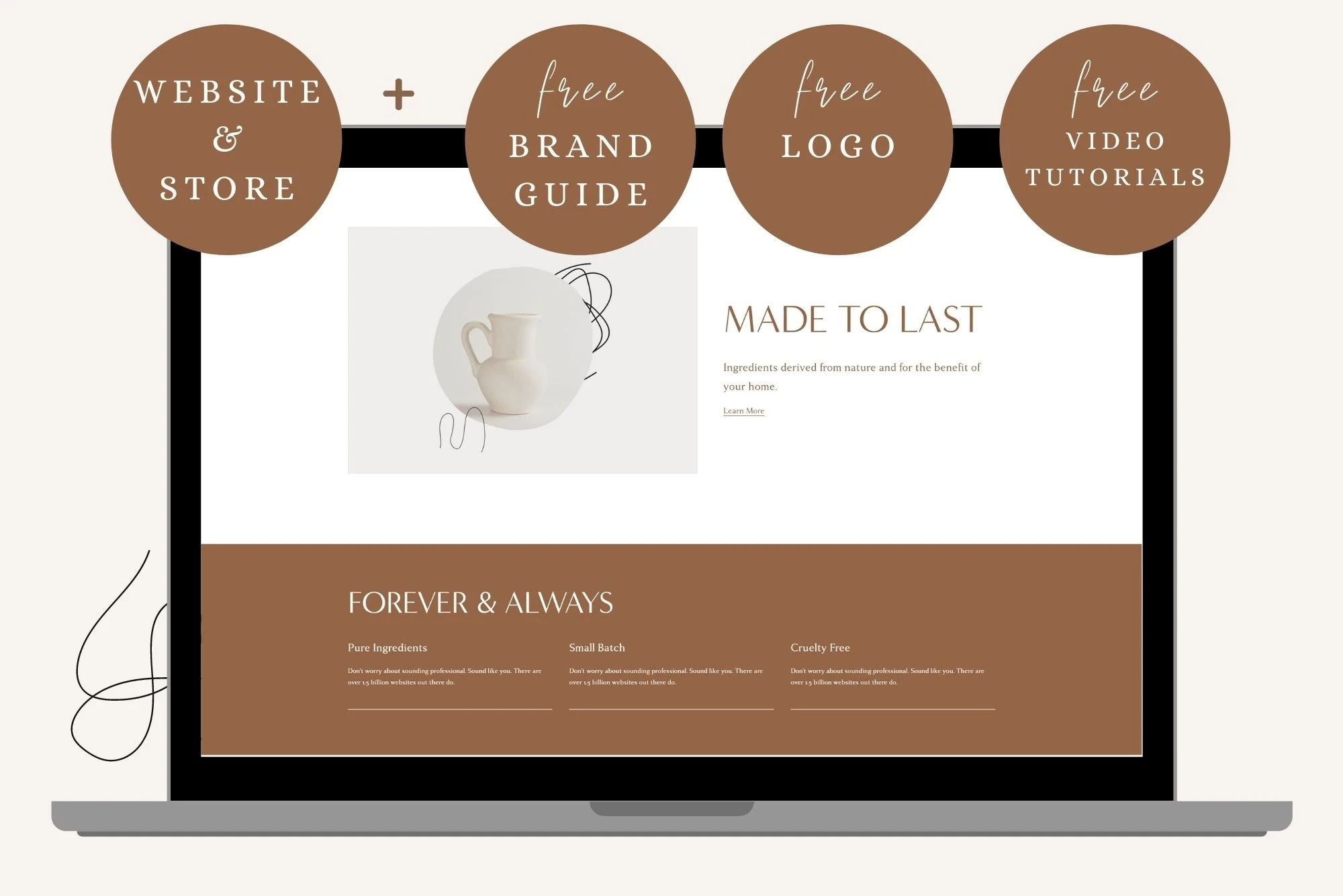 Neutral Squarespace Shop Template + Branding + Logo| Minimalist Modern Squarespace 7.1 Website Template | Website Template