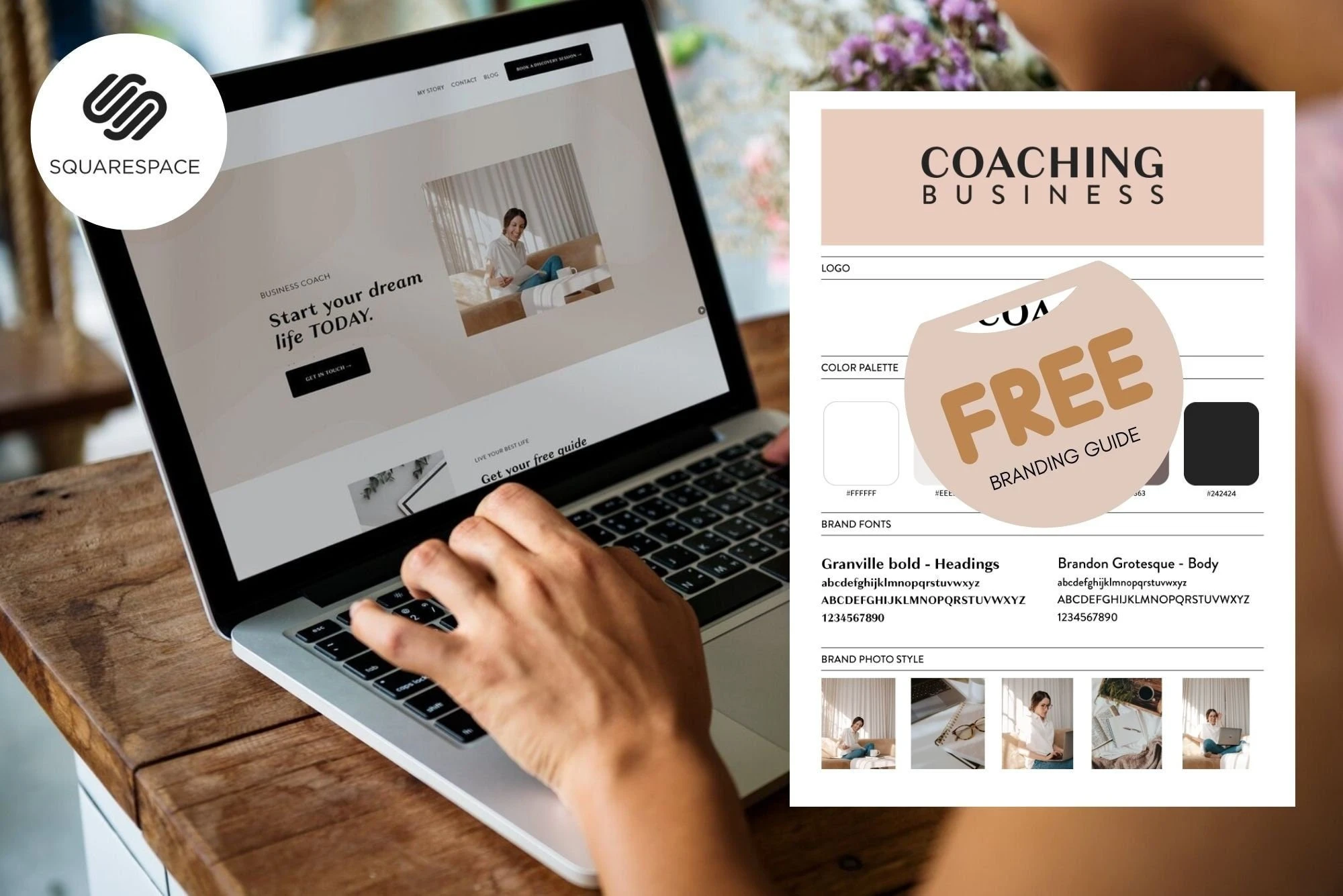 Squarespace Template + Branding Guide + Logo  + Store Template | Coach, Consultant, Ecommerce|  Squarespace 7.1 Template Website