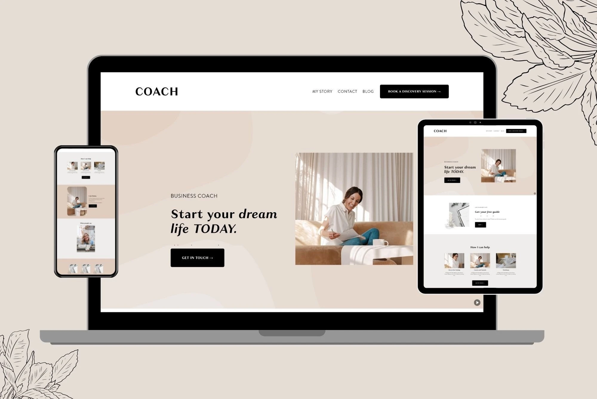 Squarespace Template for Coaches, Educators, Creators | Minimalist Website |  Modern Boho Webiste | Custom Squarespace 7.1 Template Website