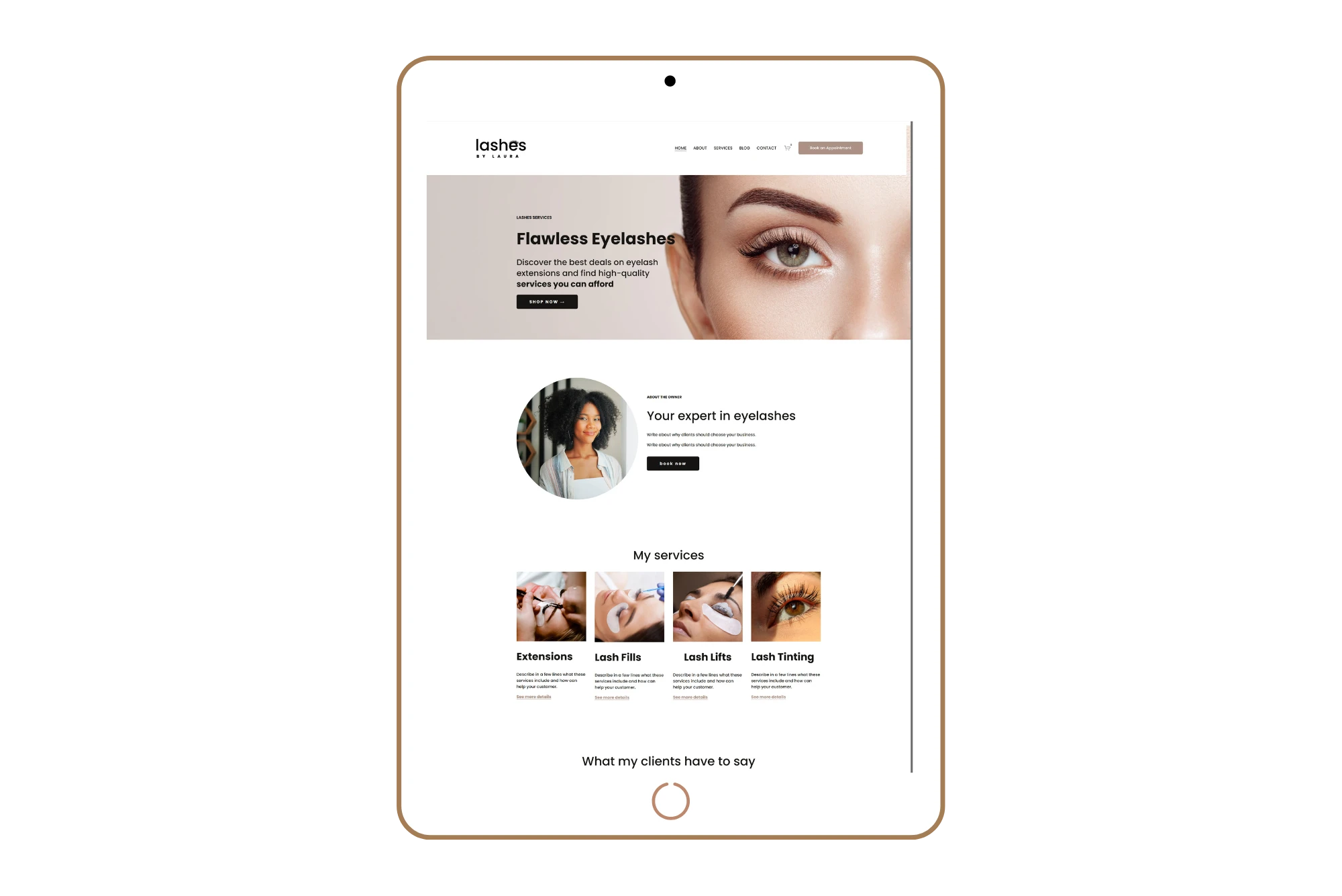 Eylashes Extension and Beauty Squarespace Website Template